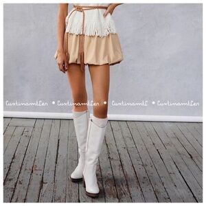 Anthropologie White Western Bohemian Cowgirl Heeled Boots